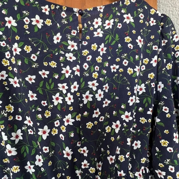 *Sold NWOT SHEIN Navy Blue Ruffled Tiered Floral Maxi Sundress Bishop Sleeve 2XL - Picture 6 of 12